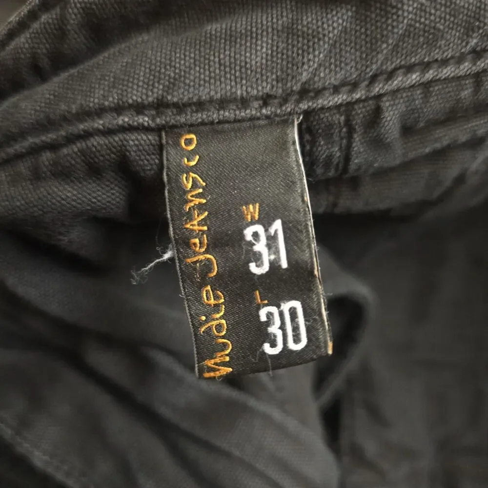 Nudie Jeans Co. 31x30 Slim Adam Black Organic Cotton Twill Chino Garment Dyed